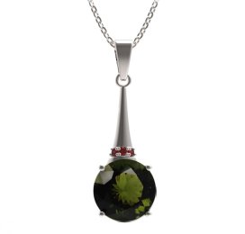 BG přívěs kruhového tvaru 475-C Stříbro 925 - rhodium Vltavín a granát
