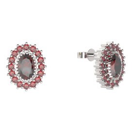 BG náušnice ovál -  244 Stříbro 925 - rhodium Granát