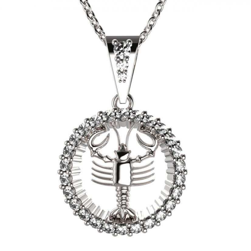 BG zlatý přívěšek Rak 045 Bílé zlato - 585 Diamant