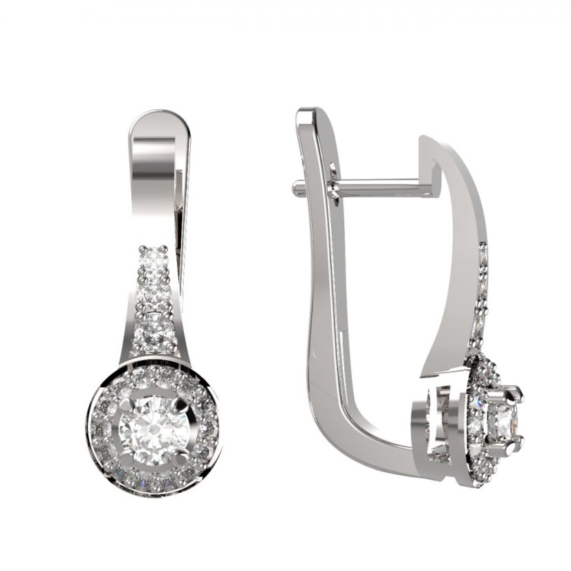 BG zlaté diamantové náušnice 651 Bílé zlato - 585 Diamant lab-grown