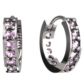 BG zlaté náušnice 807 Bílé zlato - 585 Růžový kubický zirkon