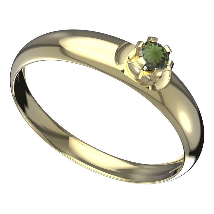 BG vltavínový prsten 553T Žluté zlato - 585 Vltavín