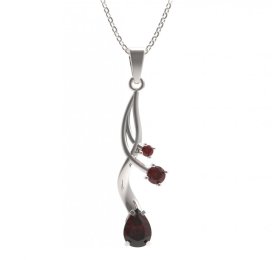 BG přívěs s centrálním kapkovitým kamenem 495-P Stříbro 925 - rhodium Granát