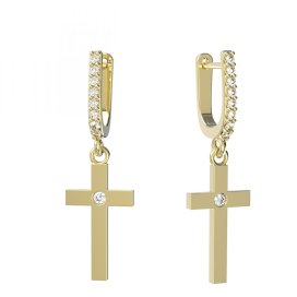 BG zlaté  náušnice křížek 1103 Žluté zlato - 585 Diamant