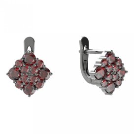 BG  náušnice 317 Stříbro 925 - ruthenium (30-90dní) Granát