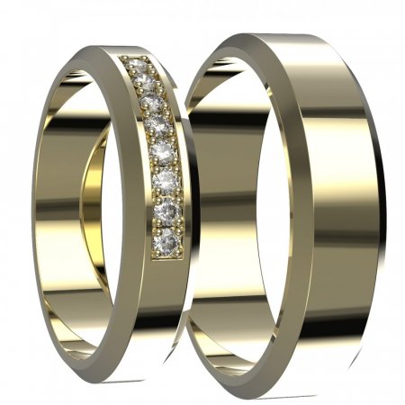 BG zlatý snubní prsten SN16 - Kov: Žluté zlato 585, Kámen: Bílý kubický zirkon