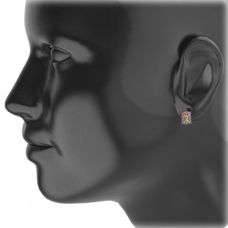 BG earring rectangle 431-07 - Metal: Silver 925 - rhodium, Stone: Garnet