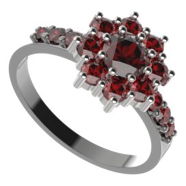 BG prsten 023-Z kulatého tvaru Stříbro 925 - ruthenium (30-90dní) Granát