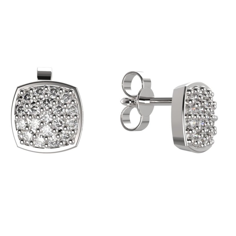 BG zlaté diamantové náušnice 1581 Bílé zlato - 585 Diamant lab-grown