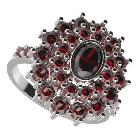 BG ring 021-Z oval - Metal: Silver 925 - rhodium, Stone: Garnet