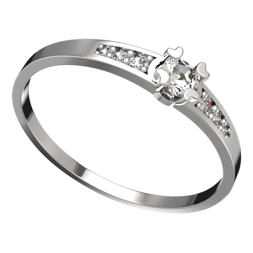 BG zlatý prstýnek 883 J Bílé zlato - 585 Bílý kubický zirkon