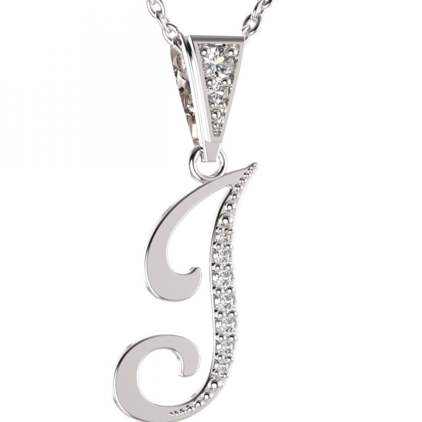 BG zlatý přívěsek písmenko J - 1219 Bílé zlato - 585 Diamant
