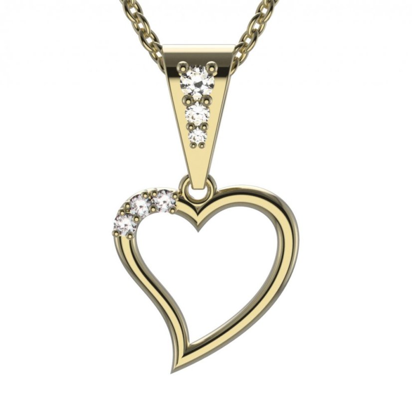 BG zlatý přívěšek srdíčko 1165 Žluté zlato - 585 Diamant