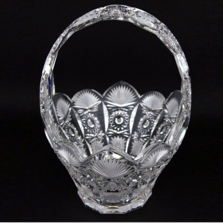 Hand cut crystal basket highly decorated 145 Šafránek