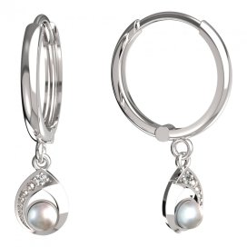 BeKid dětské náušnice 1242 s bílou perlou Bílé zlato - 585 Diamant