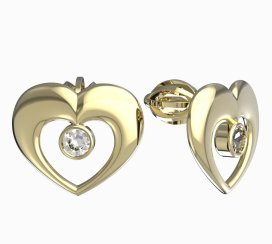 BeKid dětské náušnice srdíčko 610 Bílé zlato - 585 Diamant