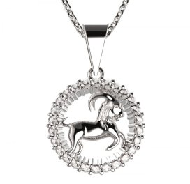BeKid dětský zlatý přívěsek 045 kozoroh Bílé zlato - 585 Diamant