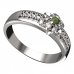 BG vltavínový prsten 878F - Kov: Bílé zlato 585, Kámen: Vltavín a diamant