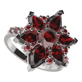 BG prsten 409-Z solitérního tvaru Stříbro 925 - rhodium Granát