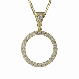 BG zlatý přívěšek kruh  1155/26 Žluté zlato - 585 Růžový kubický zirkon