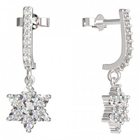 BeKid, Gold kids earrings -090 - Switching on: Pendant hanger, Metal: White gold 585, Stone: White cubic zircon
