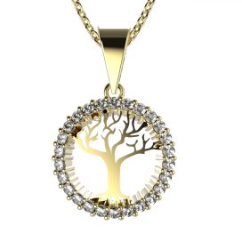 BG zlatý diamantový přívěšek Strom života 045 Žluté zlato - 585 Diamant lab-grown