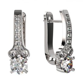 BG zlaté náušnice 639 Bílé zlato - 585 Bílý kubický zirkon