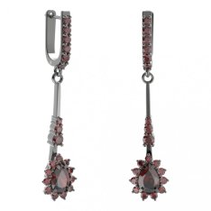 BG náušnice s centrálním kapkovitým kamenem 509-B94 Stříbro 925 - ruthenium (30-90dní) Granát