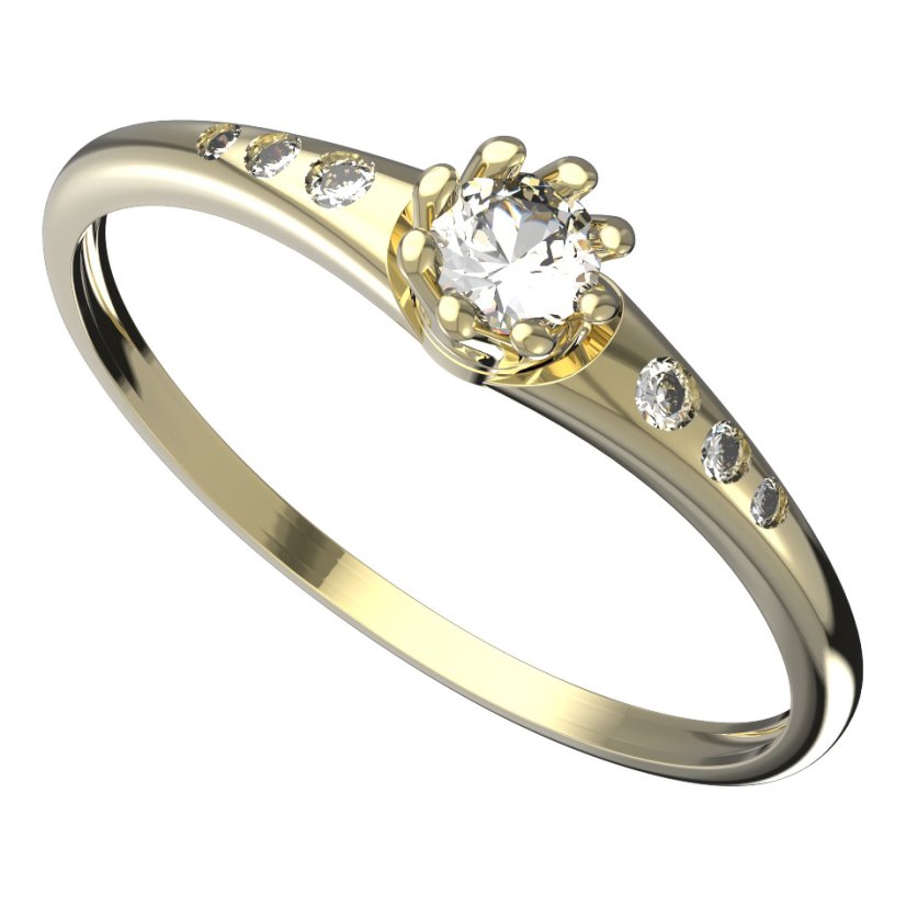 Zlatý prsten se zirkonem, žluté zlato 585 – 554 (ZZ32554K)
