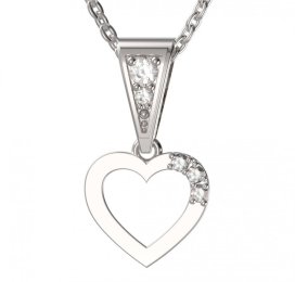 BG zlatý diamantový přívěšek srdíčko 1257 Bílé zlato - 585 Diamant lab-grown