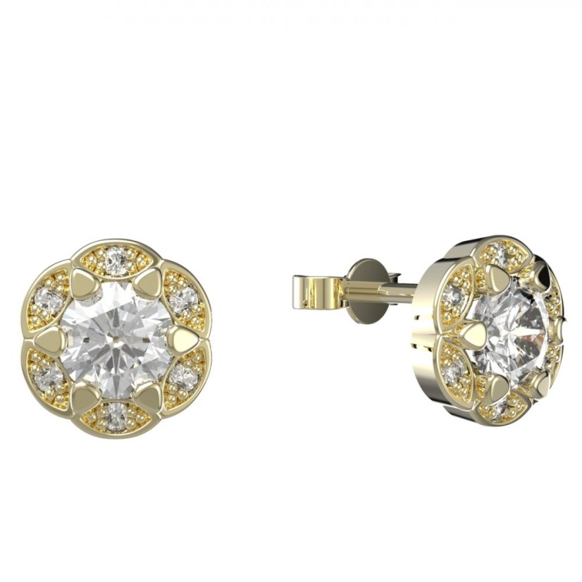 BG zlaté náušnice  994 Žluté zlato - 585 Bílý kubický zirkon
