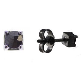 Stříbrné náušnice s českým granátem, ruthenium, puzety – 383