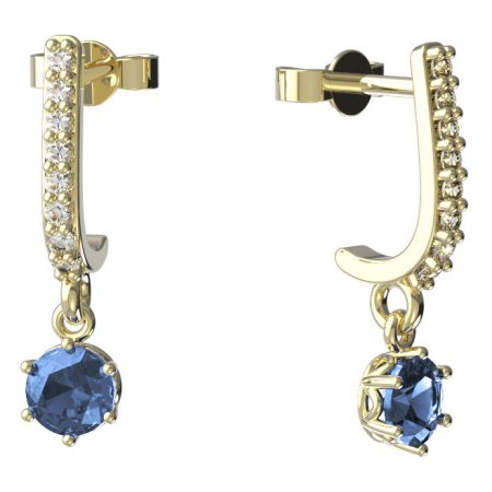 BeKid, Gold kids earrings -1294 - Switching on: Pendant hanger, Metal: Yellow gold 585, Stone: Light blue cubic zircon