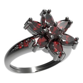 BG prsten ve tvaru hvězdy 520-J Stříbro 925 - ruthenium (30-90dní) Granát
