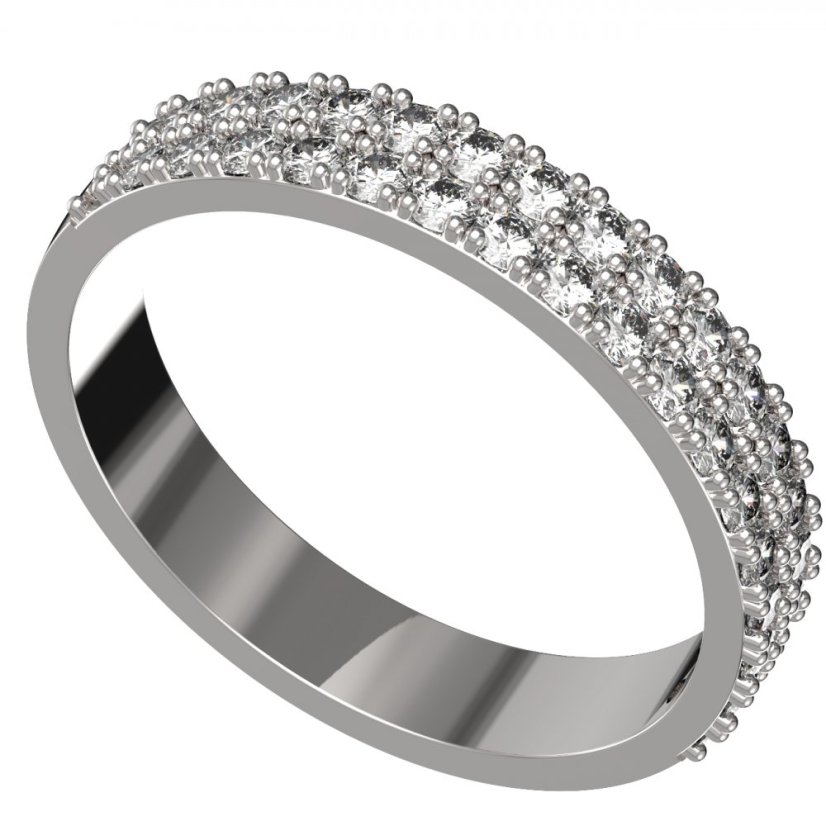 BG zlatý diamantový prstýnek 1440 /zásnubní-snubní/ Bílé zlato - 585 Diamant lab-grown