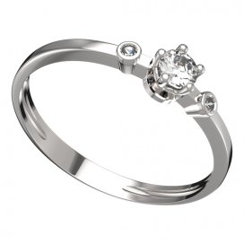 BG zlatý prstýnek 873 L Bílé zlato - 585 Diamant