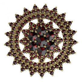 BG brož 230 Žluté zlato - 585 Granát