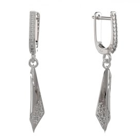 BG zlaté náušnice 1364 Bílé zlato - 585 Bílý kubický zirkon