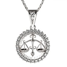 BG zlatý diamantový přívěšek Váhy 045 Bílé zlato - 585 Diamant lab-grown