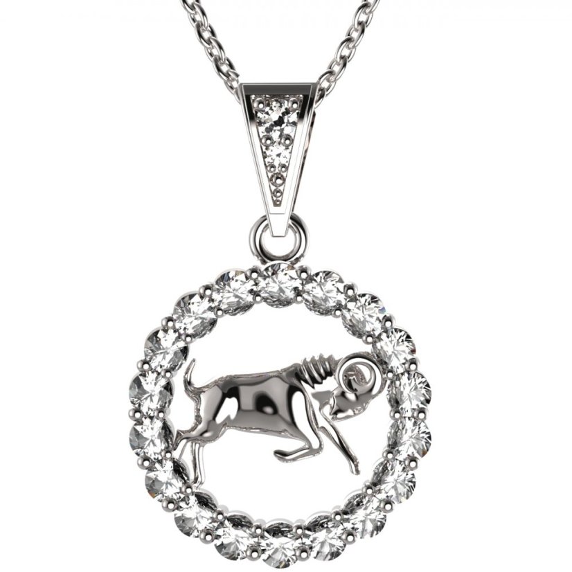 BG zlatý přívěšek Beran 044 Bílé zlato - 585 Diamant