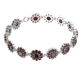 BG náramek 293 Bílé zlato - 585 Granát