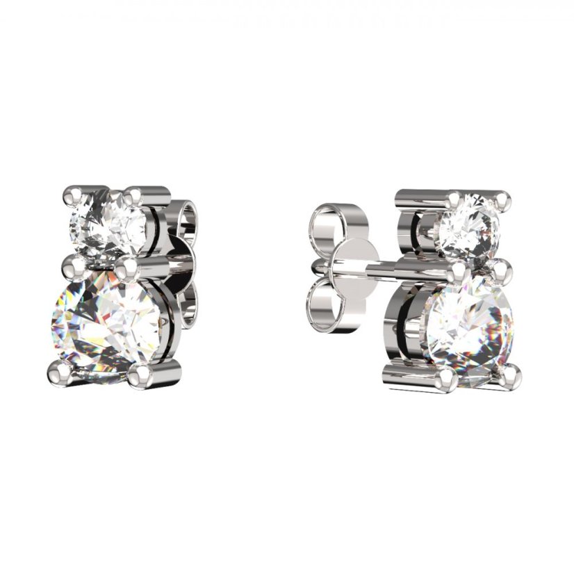 BG zlaté náušnice 746 Bílé zlato - 585 Bílý kubický zirkon