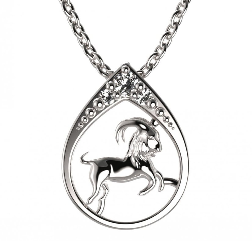 BG zlatý přívěšek Kozoroh 047 Bílé zlato - 585 Diamant