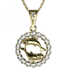 BG zlatý diamantový přívěšek Ryby 044 Žluté zlato - 585 Diamant lab-grown
