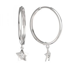 BG zlaté náušnice hvězdička 824 Bílé zlato - 585 Diamant