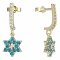 BeKid, Gold kids earrings -090 - Switching on: Chain 9 cm, Metal: White gold 585, Stone: Light blue cubic zircon