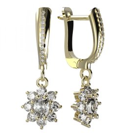 BG zlaté náušnice s diamanty 627 Žluté zlato - 585 Diamant lab-grown