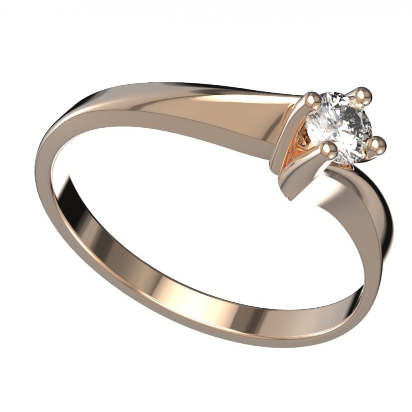 Zlatý prsten s diamantem, růžové zlato 585 – 1438