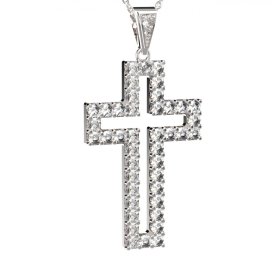 BG zlatý přívěšek křížek 238 Bílé zlato - 585 Bílý kubický zirkon