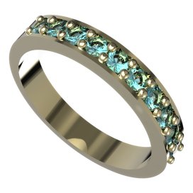 BG zlatý prstýnek - půlkruh 839 Žluté zlato - 585 Světle modrý kubický zirkon